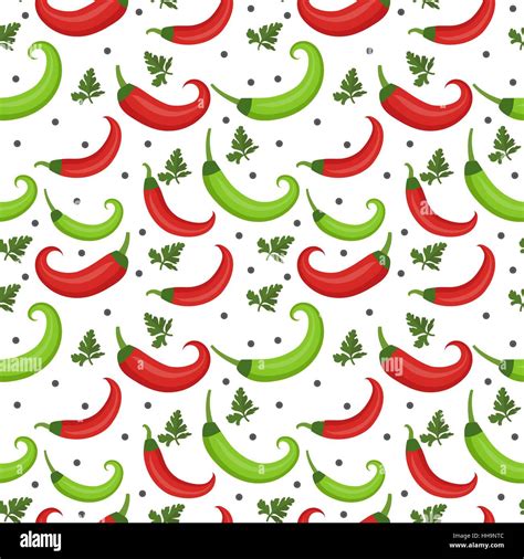 Chili Peppers Seamless Pattern Pepper Red And Green Endless Background