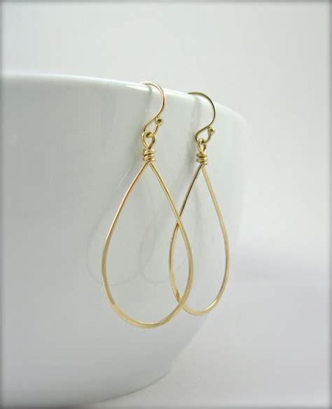 Teardrop Hoop Earrings In K Gold Fill Gold Hoop Dangle Etsy