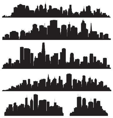 Kussensloop Set van vector steden silhouet - PIXERS.NL