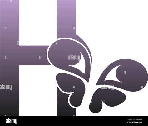 Letter H With Butterfly Icon Logo Design Vector Stock Vector Image