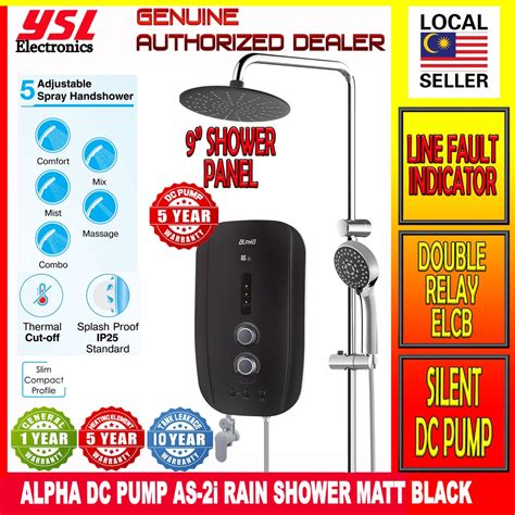 Alpha Instant Water Heater As Series With 9 Rain Shower Panel [dc Pump As 2i] Ac Pump [as 2ep