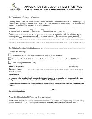 Fillable Online Icc Govt ICC Application For Containers Skip Bins