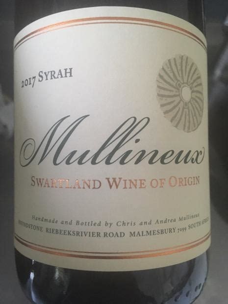 2017 Mullineux Syrah South Africa Coastal Region Swartland