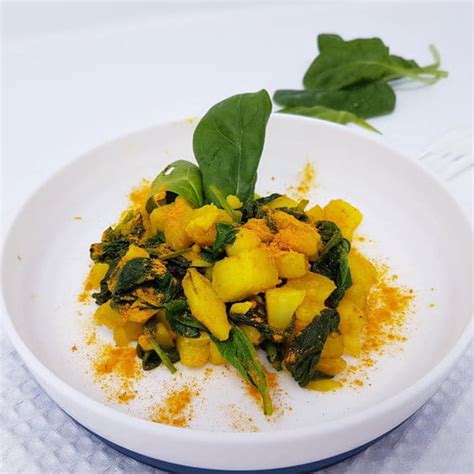 Poêlée de pommes de terre et épinards au curcuma