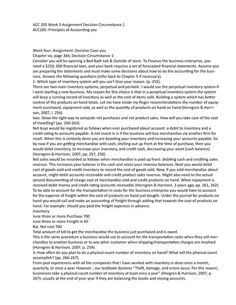 ACC 205 Week 3 Assignment Decision Case 11 ACC 205 Week 3 Assignment