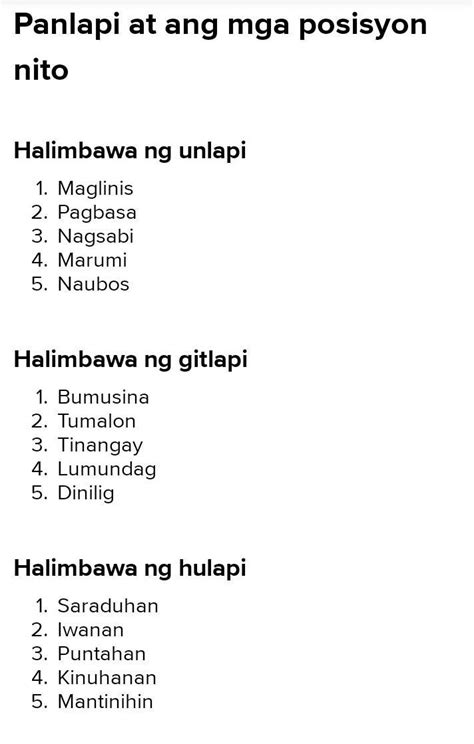 Mga Halimbawa Ng Gitlapi Brainly Ph