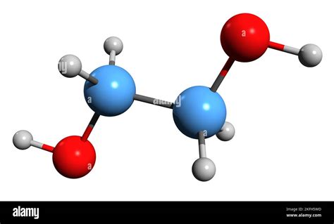 3D image of Ethylene glycol skeletal formula - molecular chemical ...