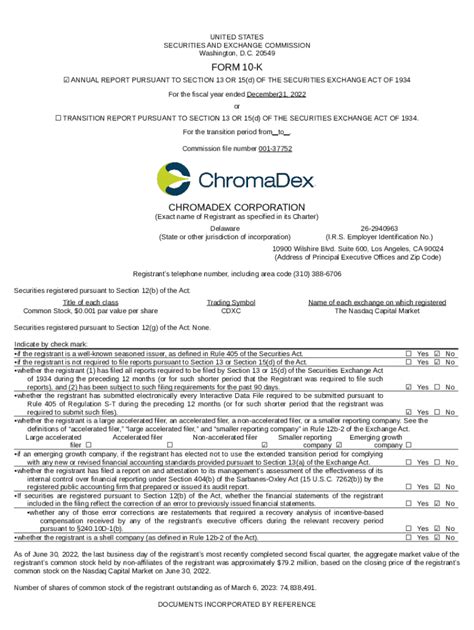 Chromadex Corp Doc Template Pdffiller