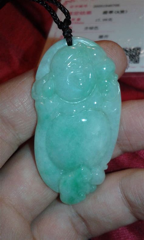 Untreated Jadeite A Jade Happy Laughing Buddha Pendant Etsy