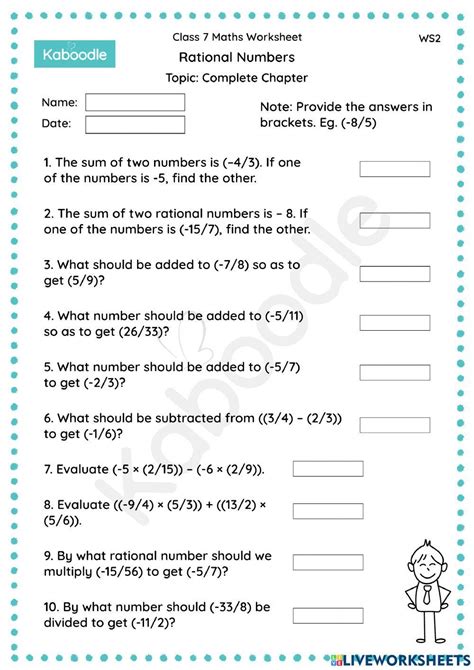 Rational Numbers Complete Chapter Interactive Worksheet Live