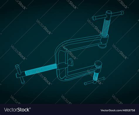 Three way c-clamp blueprint Royalty Free Vector Image