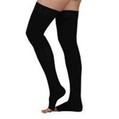 Juzo Soft Thigh High Open Toe Compression Stockings Size 2 Regular Black Pair Medex Supply