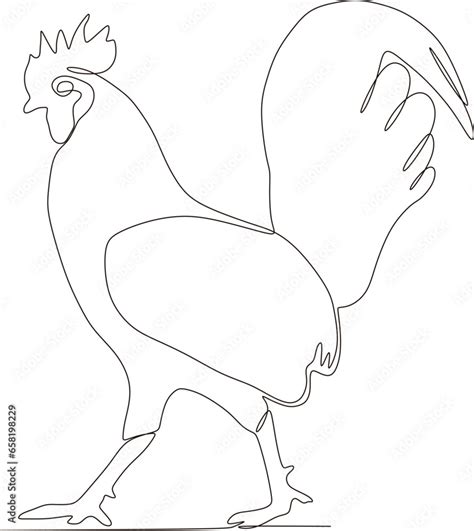 Continuous line drawing of rooster vector illustration Stock Vector ...