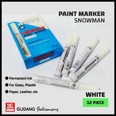 Jual Spidol Permanent Paint Marker Snowman Putih Isi Pcs Shopee