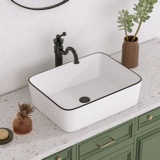 DeerValley Ally 12 White Ceramic Rectangular Vessel Bathroom Sink