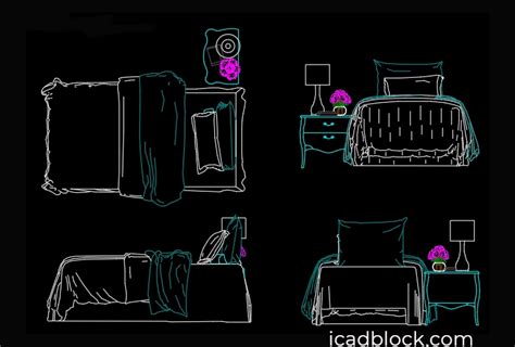 Single Bed Cad Block In Dwg Full Collection Icadblock