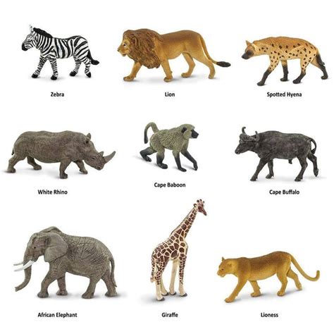 Tube of 9 South African Animals Montessori Language Learning Figurines ...