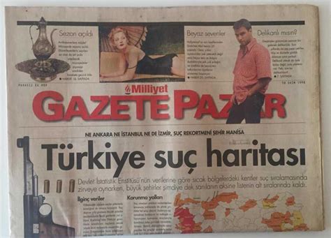 Milliyet Gazetesi Gazete Pazar Eki 18 Ekim 1998 Türkiye Suç Haritası