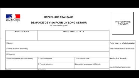 Formulaire De Demande De Visa Long Séjour Campus France Maroc Algérie Tunisie Sénégal