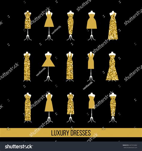28 Woman Evening Dress Glitter Gold Stock Vectors And Vector Art