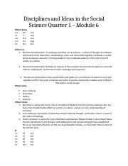 DISS Moduel 6 Tyron Docx Disciplines And Ideas In The Social Science