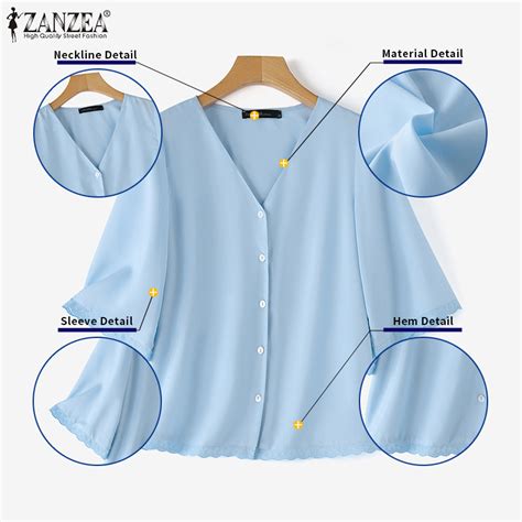 Zanzea Women Korean Commuting V Neck Sleeve With Buttons Loose