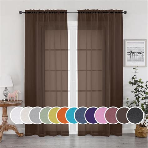 Amazon Owenie Sheer Chocolate Curtains Sheer Curtains Inch