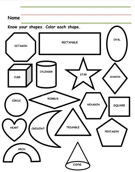 Identifying Shapes Worksheets