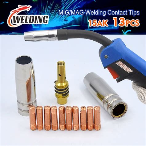 13PCS 15AK Welding Torch Consumables Nozzle Argon Arc 0 6 0 8 1 0 1 2mm