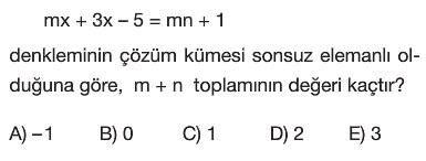 Birinci Dereceden Bir Bilinmeyenli Denklemler Test Çöz 9 Sınıf