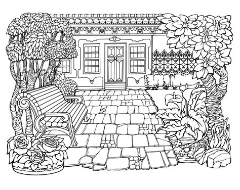 Little Cozy Town Coloring Page Printable Adult Coloring Books Pdf Urban Art Print Coloring