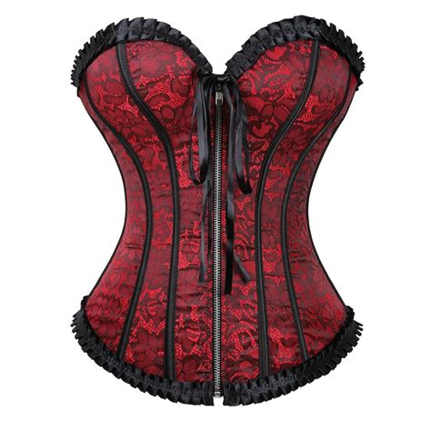 Corselet Vintage De Cetim Com Zíper Espartilho Sexy De Renda Up