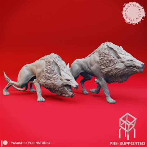 3d Printable Worg Pair Tabletop Miniatures Pre Supported By