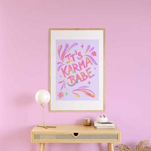 Karma Print Barbie Pink Karma Babe Wall Art Funny Quote Etsy