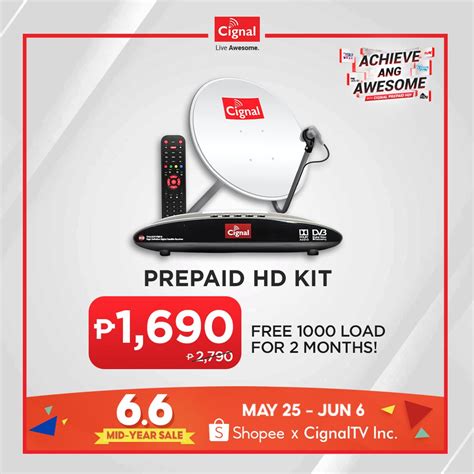 Cignal Hd Prepaid Kit With Free 1000 Load For 2 Months Shopee