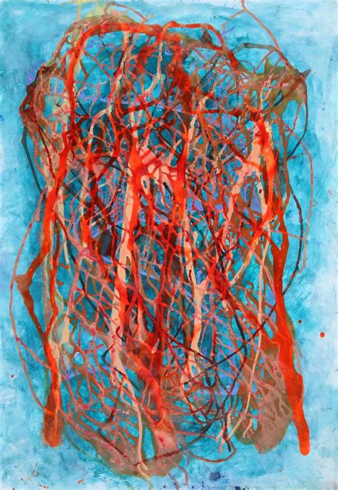 Into The Water Orange Net On Blue Painting By Svetlana Markovic