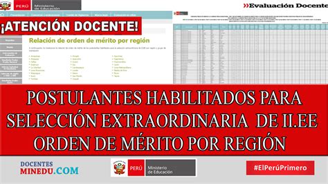 Minedu RelaciÓn De Orden De MÉrito De Postulantes Habilitados Para La