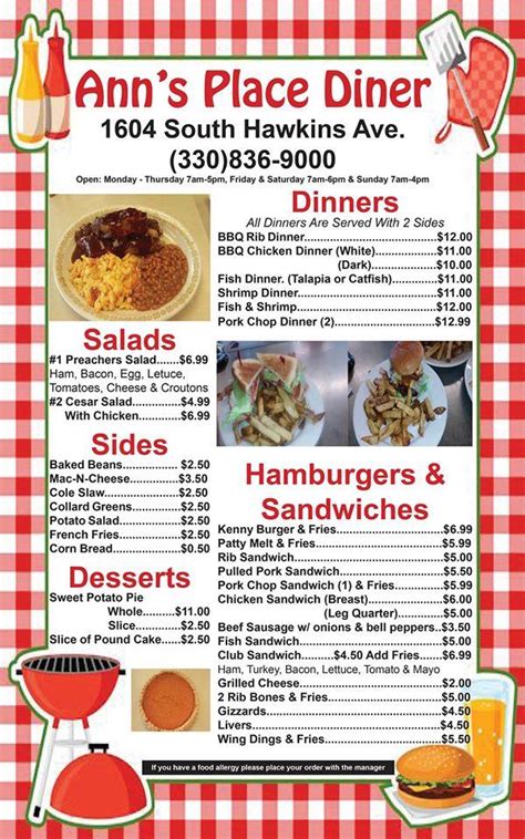 Menu At Anns Restaurant Akron