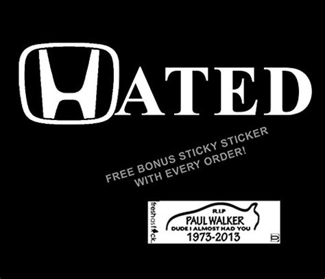 Honda Hated logo vinyl decals stickers funny decal tuner auto car decal- Buy Online in Oman at ...