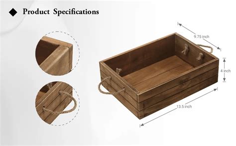 Rustic Brown Wood Decorative Storage Organizer Bin With Rope Handles