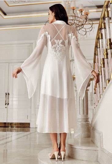 Satin Lace Bridal Nightgown Set Lingerie Set Bridal Pegnoir Set Bridal Nightgown Honeymoon