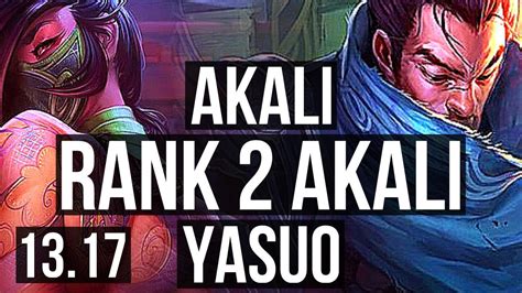 Akali Vs Yasuo Mid Rank 2 Akali 6 Solo Kills 15 3 8 Dominating