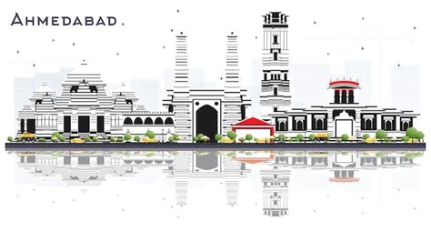 Free Vector Colorful Ahmedabad Skyline Landmark