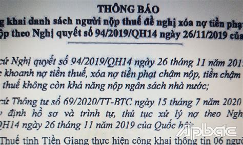 Công khai danh sách người nộp thuế được đề nghị xóa nợ tiền chậm nộp