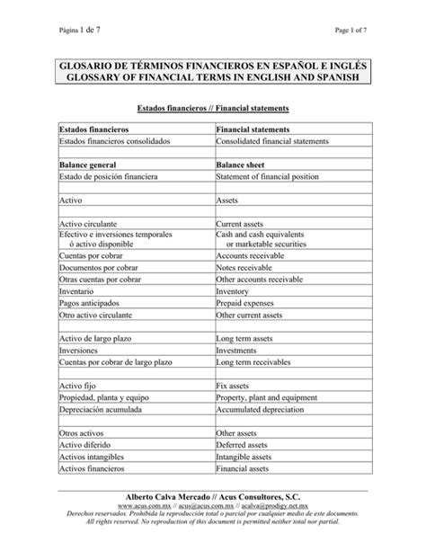 Glosario De Términos Financieros En Español E
