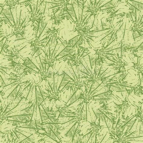 Bright Line Green Tropical Leaves Seamless Pattern Stock Illustration