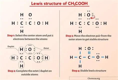 Ch3cooh ácido Acético Estrutura De Lewis Em 6 Etapas Chemuza