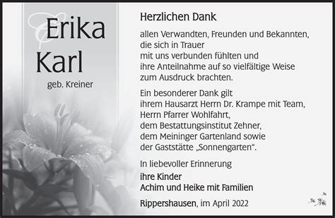 Erika Karl Trauerportal Zehner