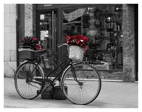 Vintage red bicycle in the street — Stock Photo © alisbalb2 #6164734