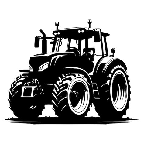 Silhouette De Tracteur Moderne Clip Art Monochrome Illustration